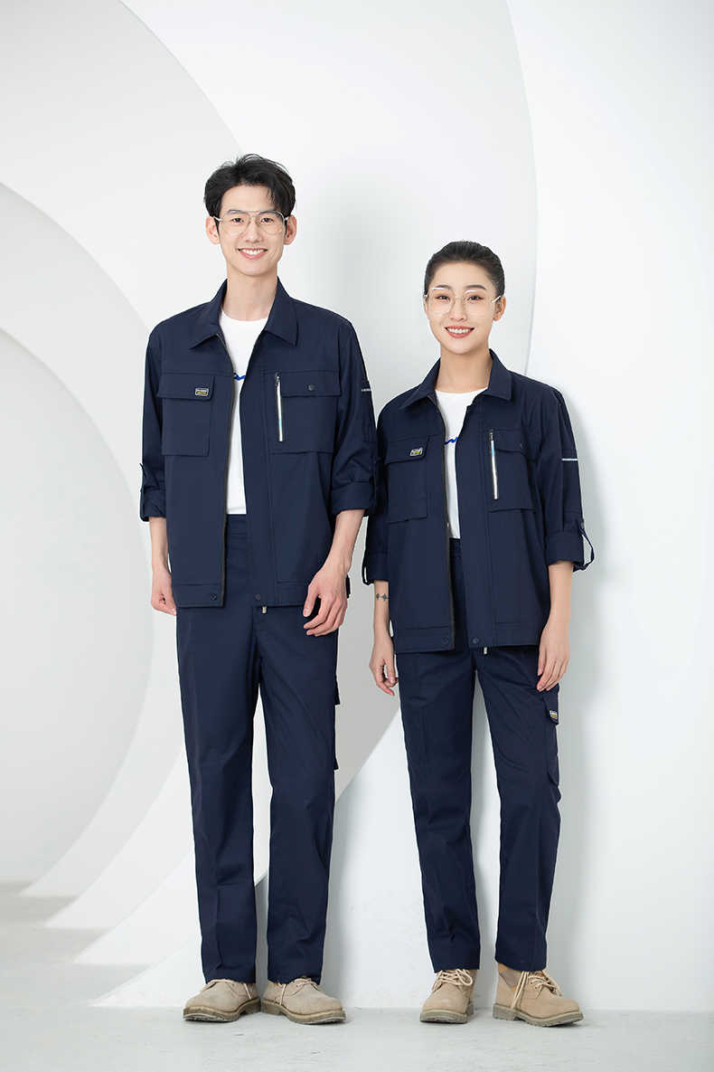 Full-process colorful small zipper polyester cotton long-sleeved workwear HBY-SL35-SL361 suit