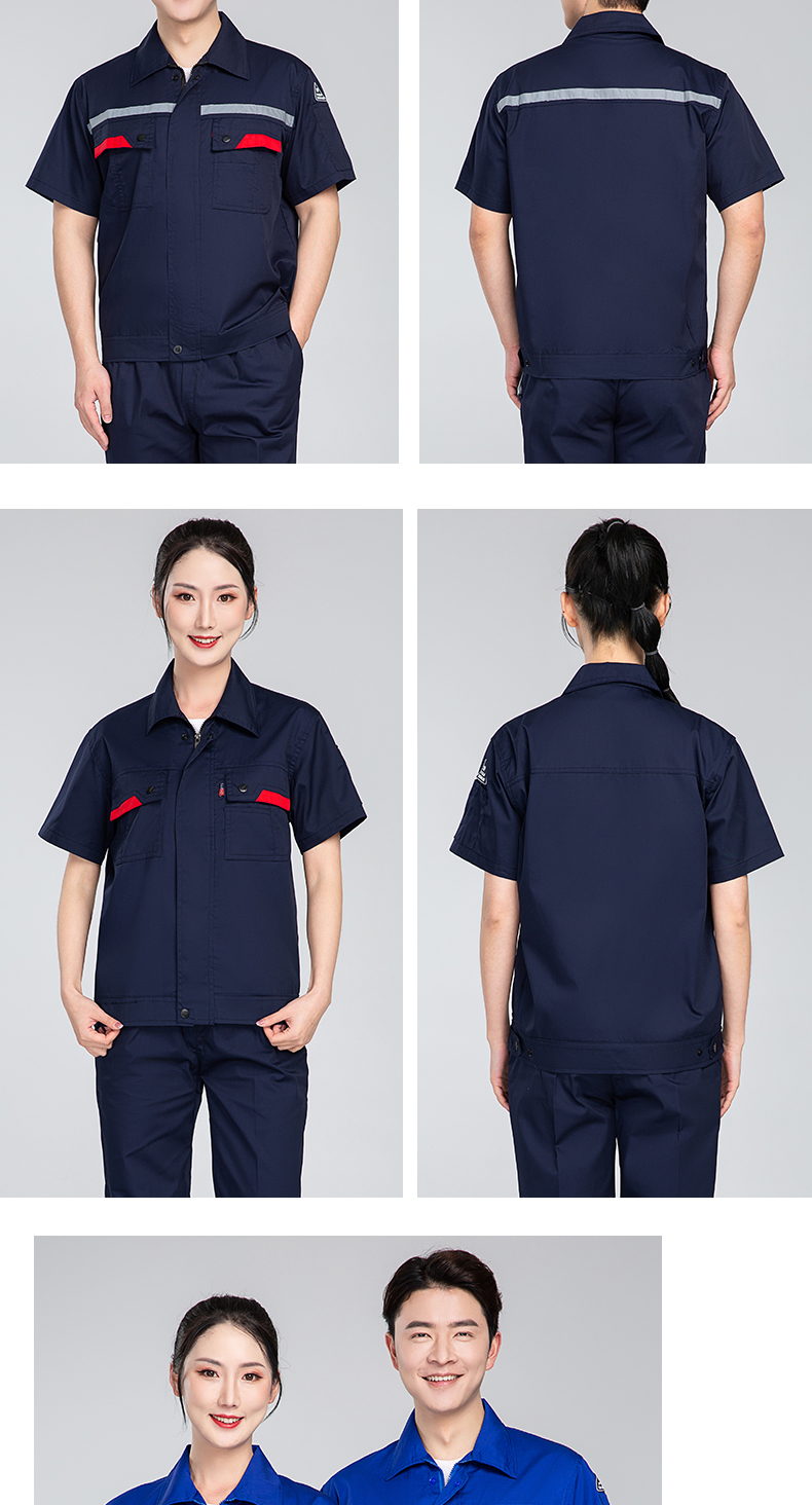 Knife anti-static reflective strip short-sleeved workwear H22-2202 suit