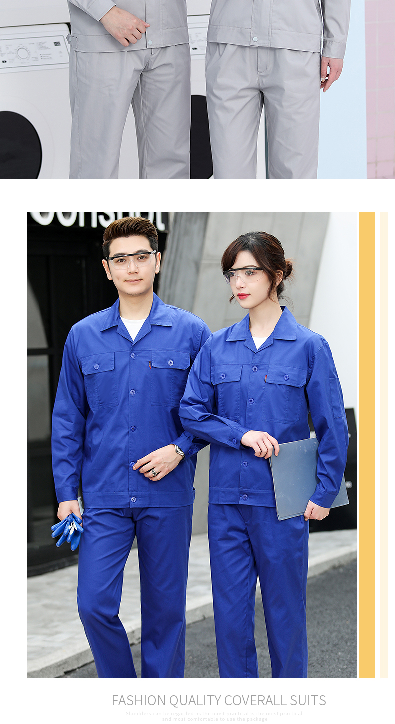 Comfortable breathable pure cotton thin long-sleeved workwear suit H22-2214