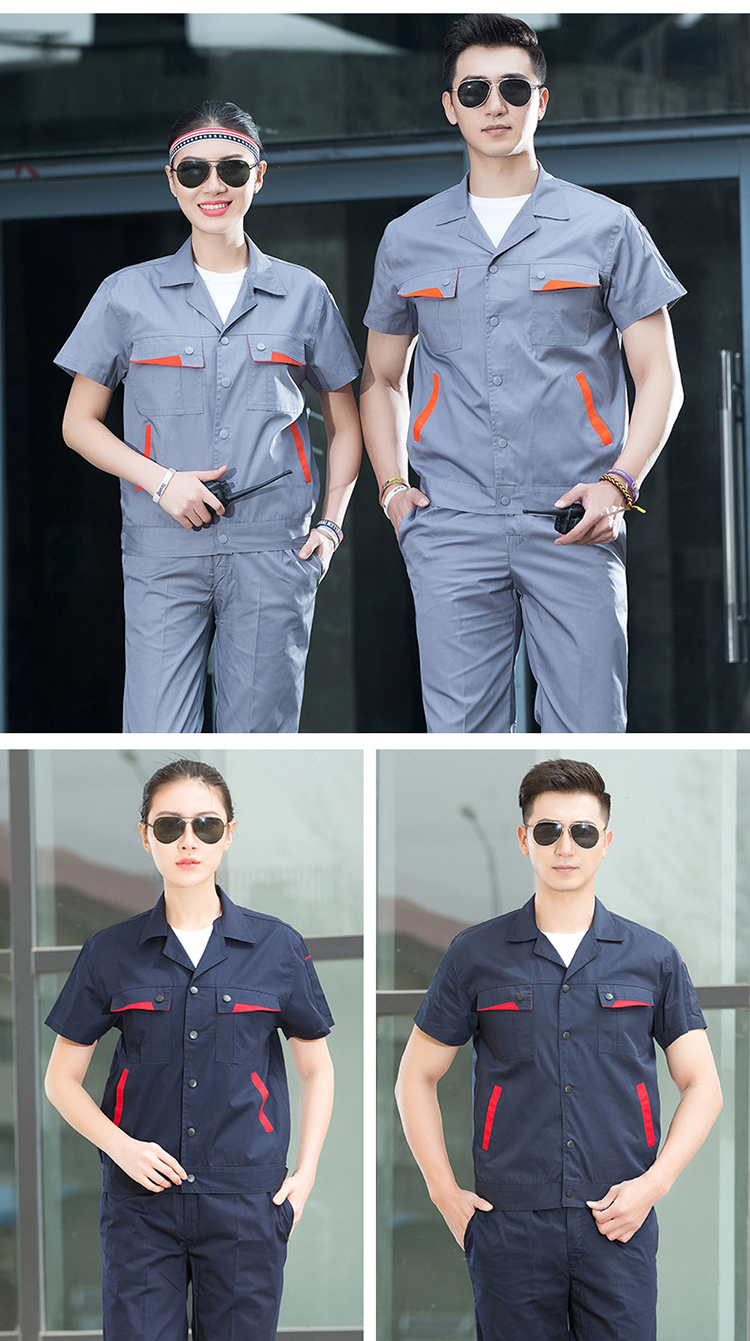 Full process polyester cotton breathable spring and summer button short-sleeved suit work clothes H06-6008 top