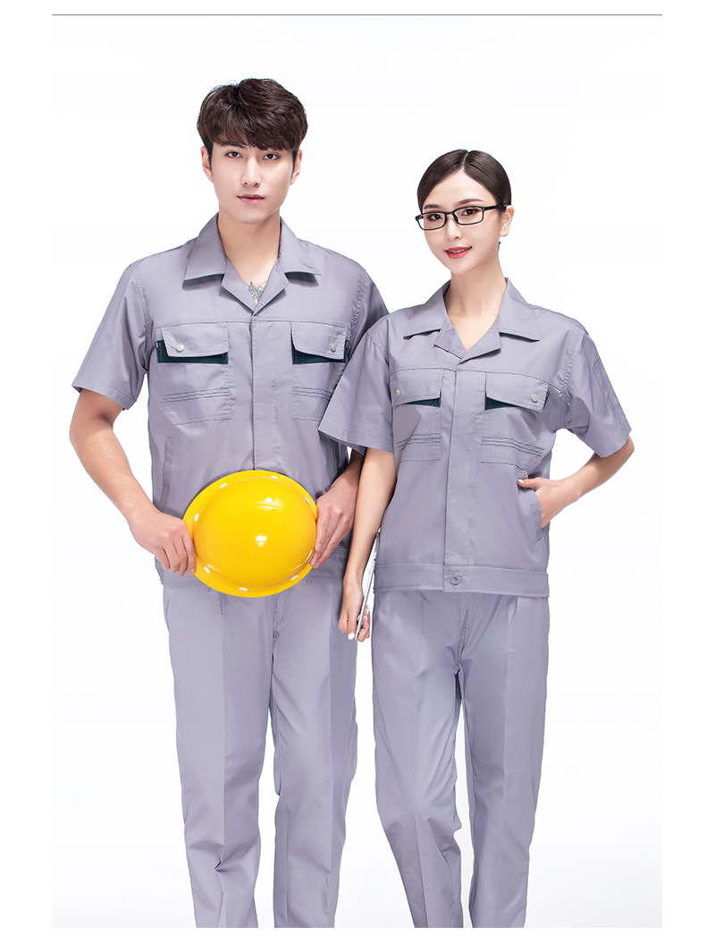 Comfortable breathable horizontal line button short-sleeved work clothes workwear tops H22-2101 tops