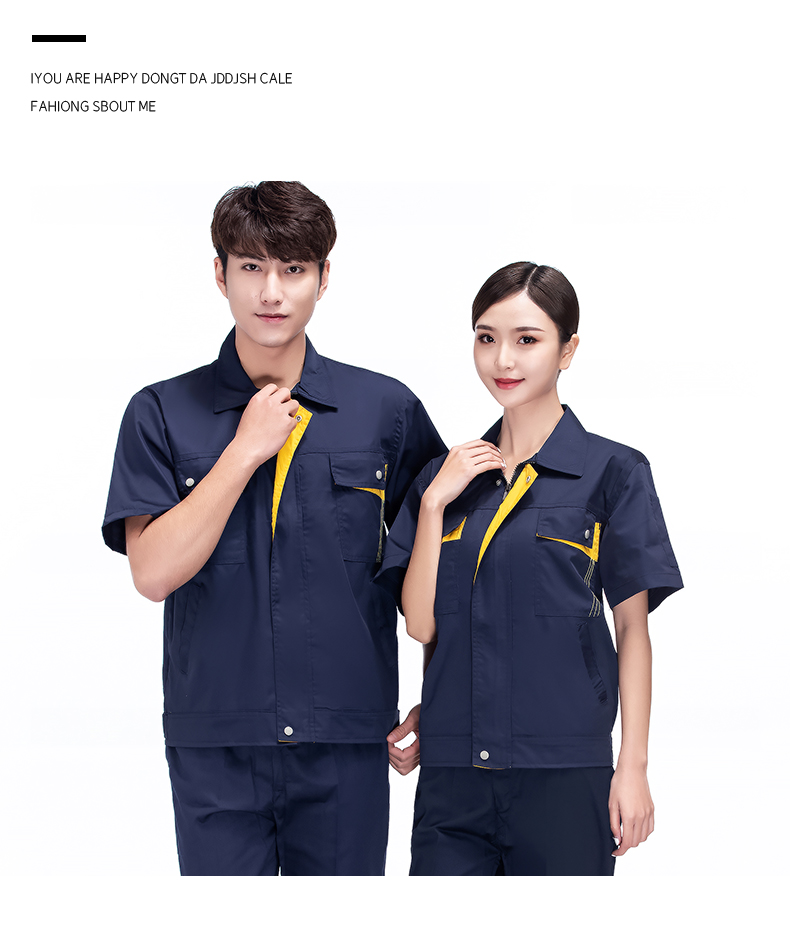 Comfortable breathable vertical zipper short-sleeved work clothes workwear tops H22-2102 tops