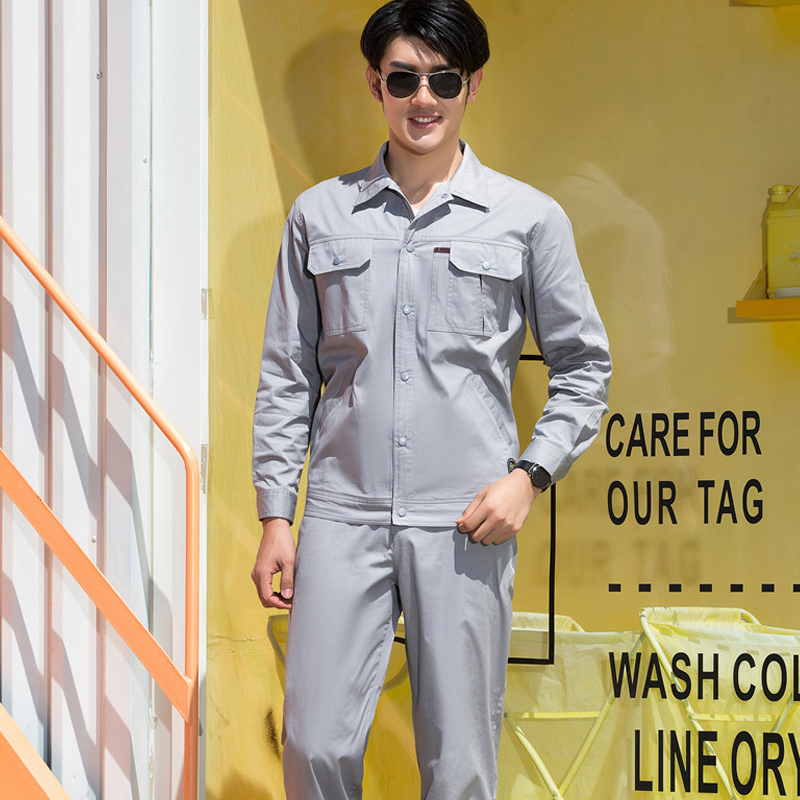 Cotton fine twill spring and summer long-sleeved workwear suit 167-202