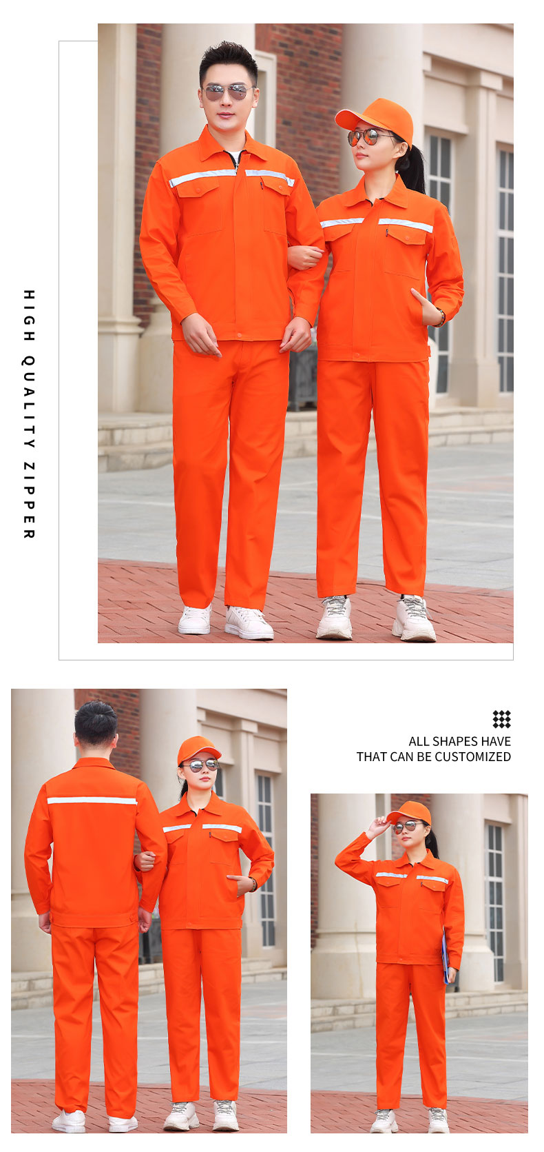 Full-process pure cotton thickened yarn card spring and autumn pure cotton reflective strip long-sleeved workwear labor protection clothing suit B06-W3703-W3705