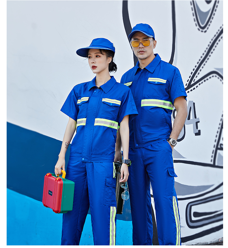 Polyester cotton gardener sanitation short-sleeved work clothes suit H29-5001