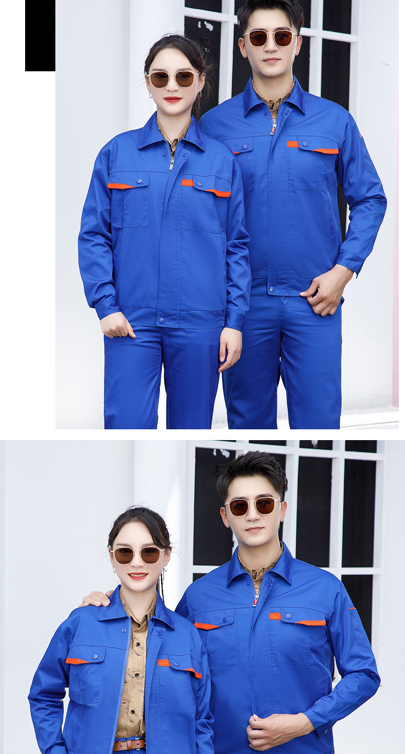 Spring and autumn work clothes polyester cotton thick yarn long sleeve suit H30-corner pocket suit