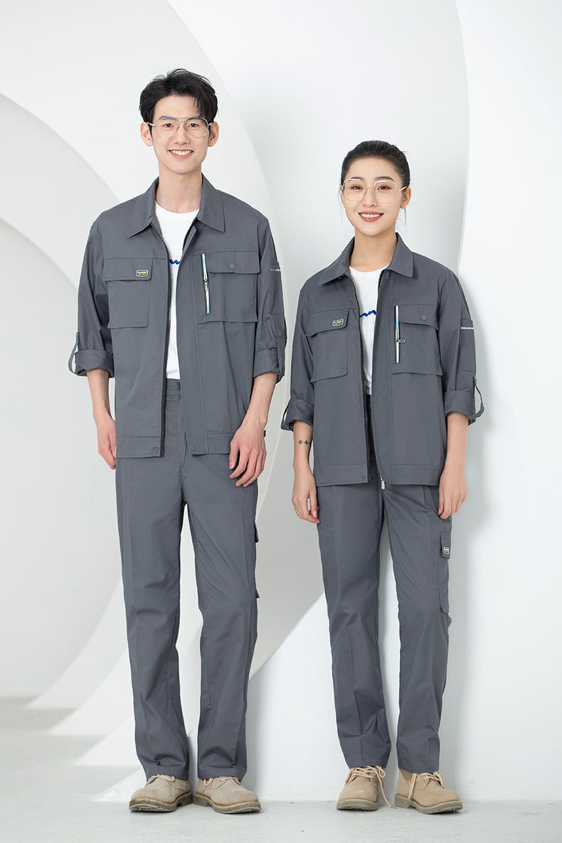 Full-process colorful small zipper polyester cotton long-sleeved workwear HBY-SL35-SL361 suit