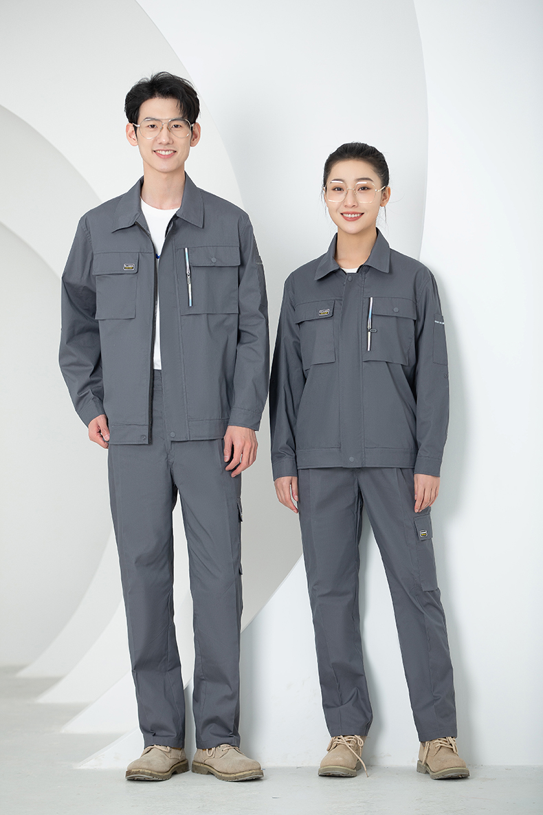 Full-process colorful small zipper polyester cotton long-sleeved workwear HBY-SL35-SL361 suit