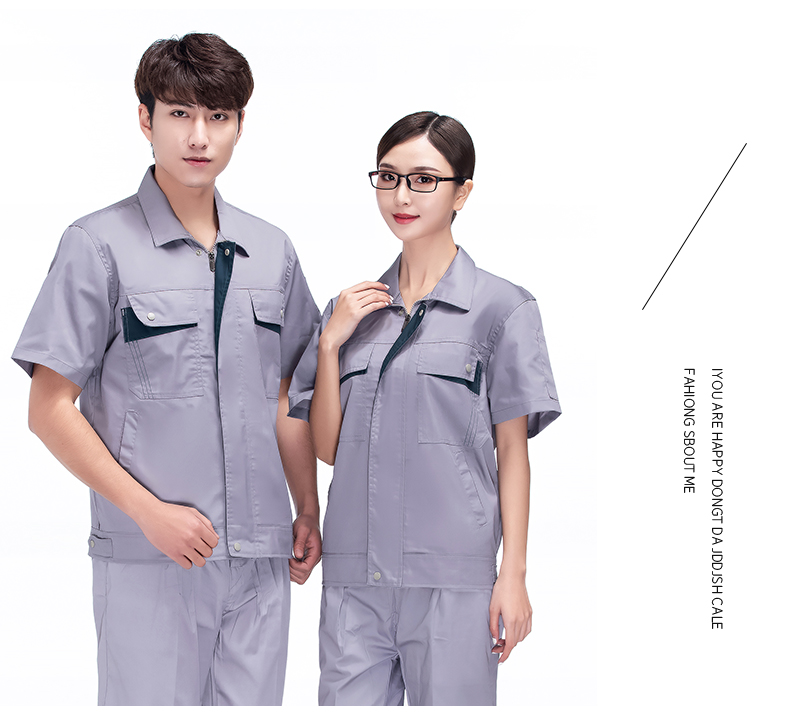 Comfortable breathable vertical zipper short-sleeved work clothes workwear tops H22-2102 tops