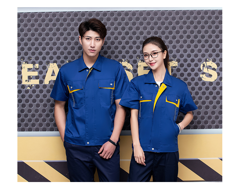 Comfortable breathable vertical zipper short-sleeved work clothes workwear tops H22-2102 tops