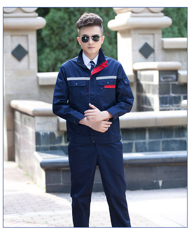 Spring and autumn polyester double layer long sleeve work clothes suit B06-W7003 suit