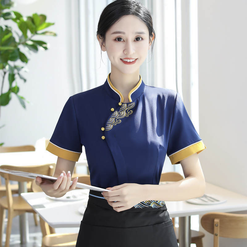 Water ripple short-sleeved chef uniform top HD3-21-C042 apron