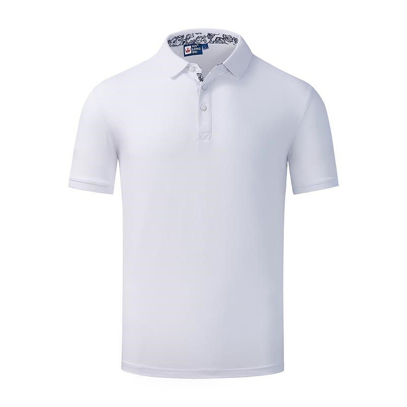 Fashion business blue and white porcelain lapel short-sleeved POLO shirt HW01-9129