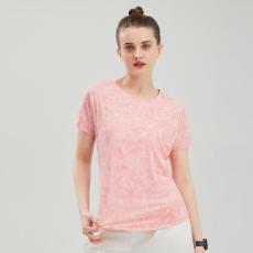 2135# Women Fitness Running Pattern Tops T-shirt Short Sleeve Round Neck