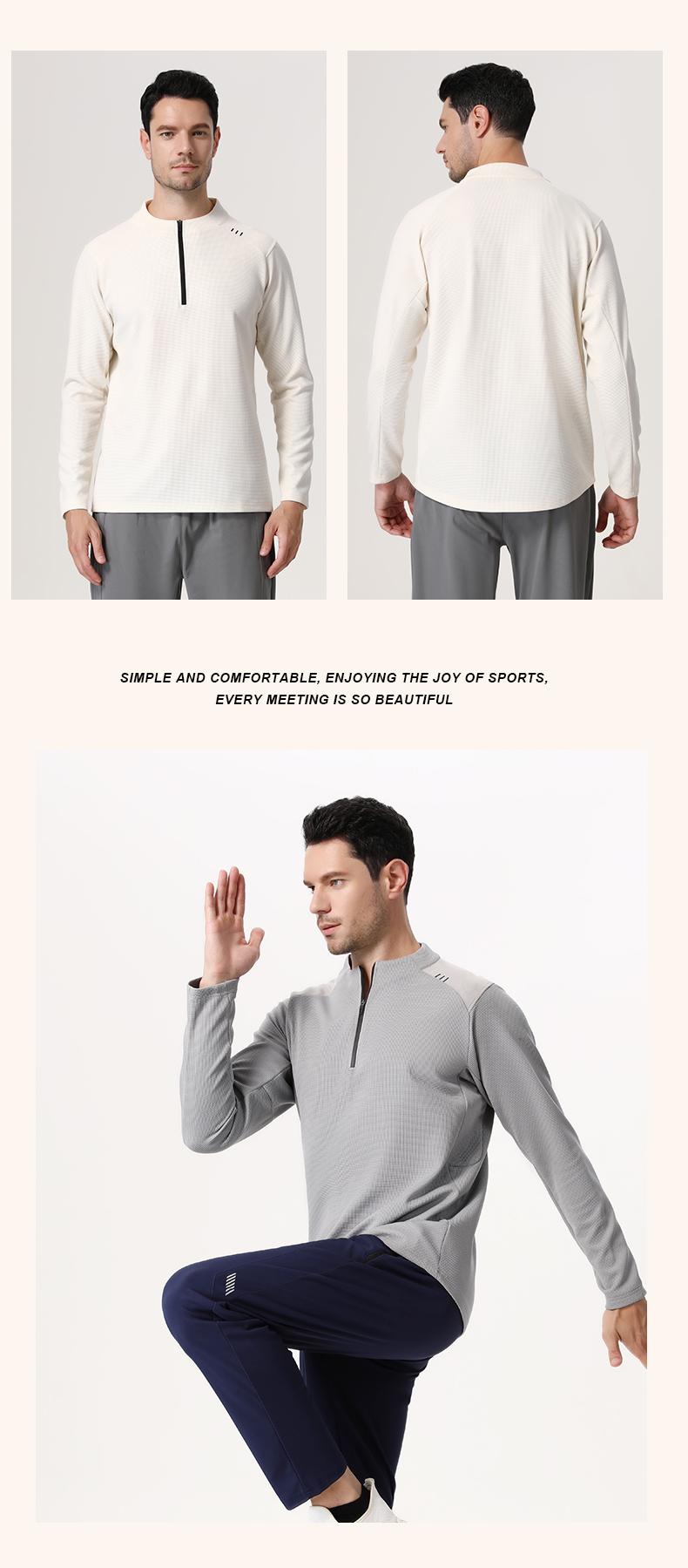 B670-Half-pull stand collar long sleeve sports long sleeve for Men