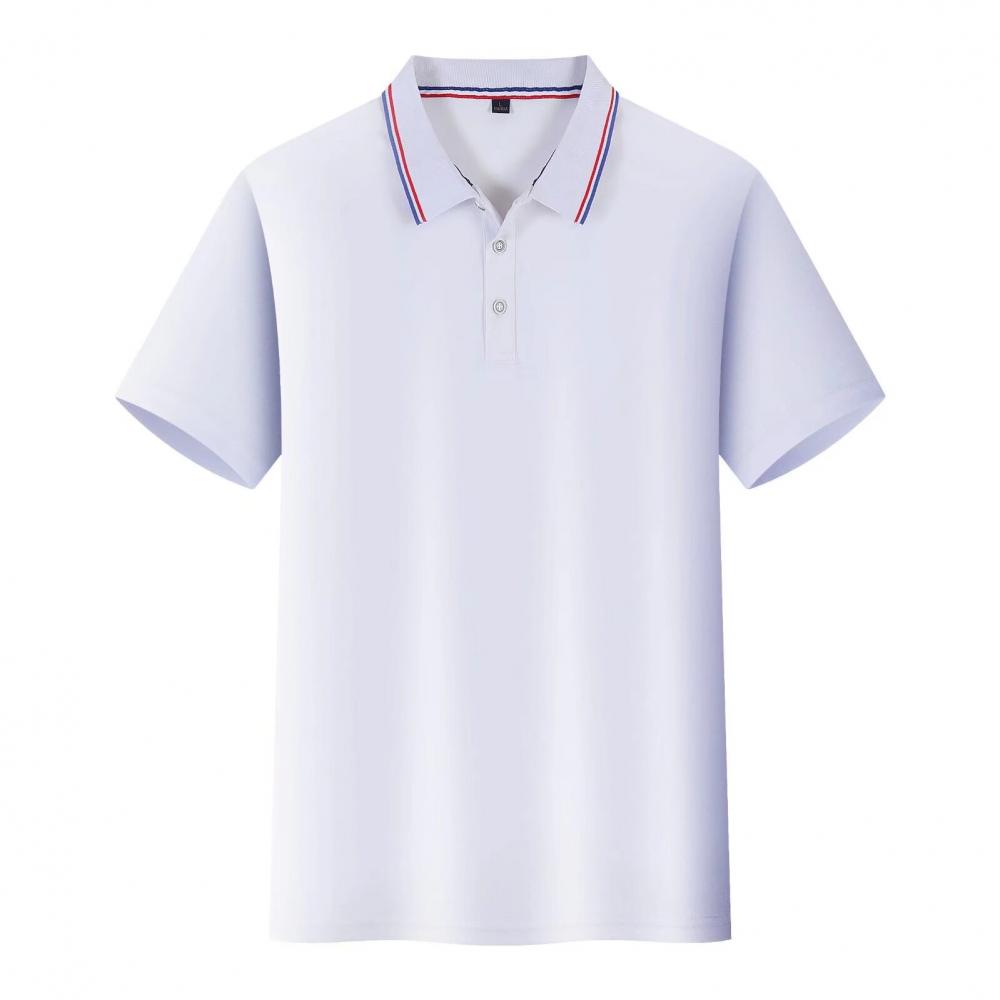 F698-Silk and cotton color matching Polo short-sleeved lapel