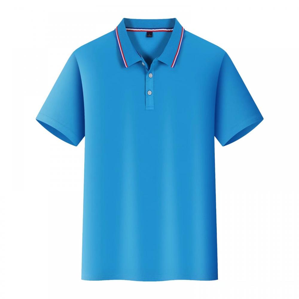 F698-Silk and cotton color matching Polo short-sleeved lapel