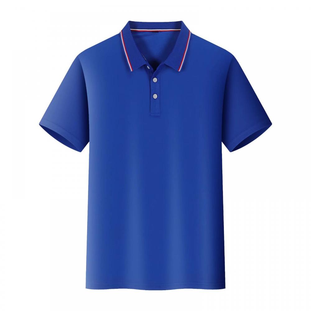 F698-Silk and cotton color matching Polo short-sleeved lapel