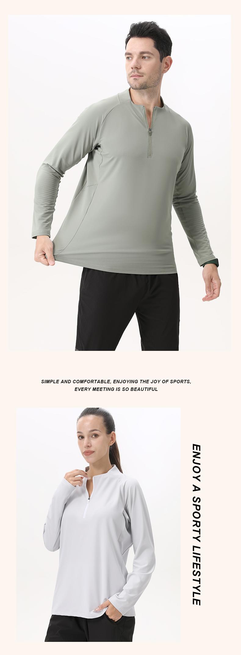 B669-half-pulled casual long sleeves sports long sleeves long sleeves round neck