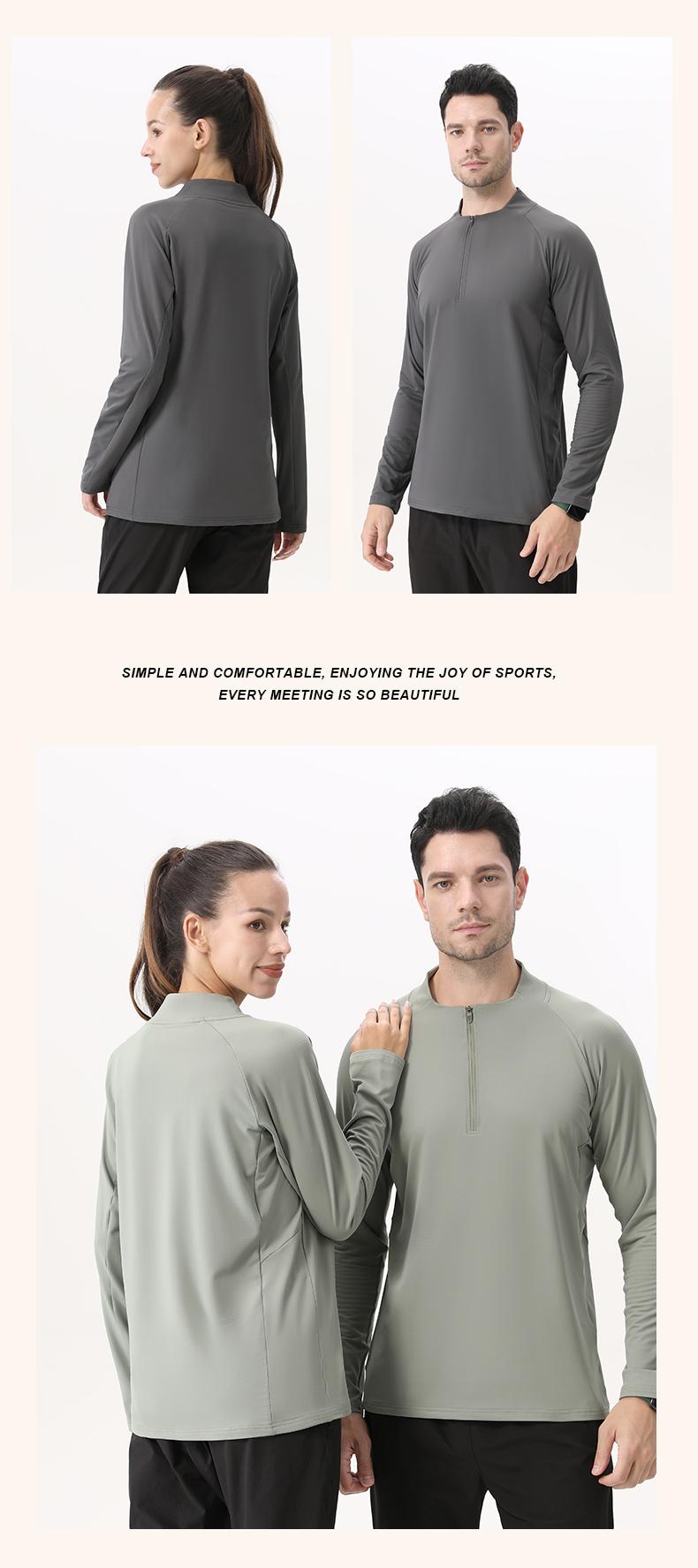 B669-half-pulled casual long sleeves sports long sleeves long sleeves round neck