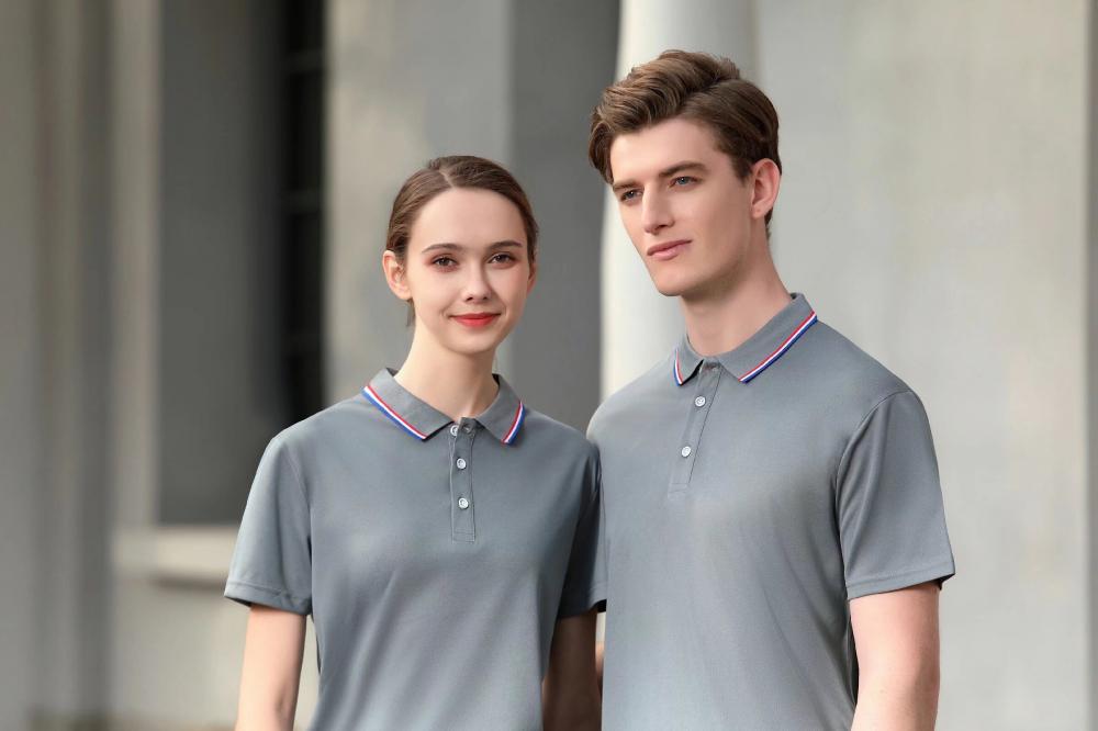 F698-Silk and cotton color matching Polo short-sleeved lapel