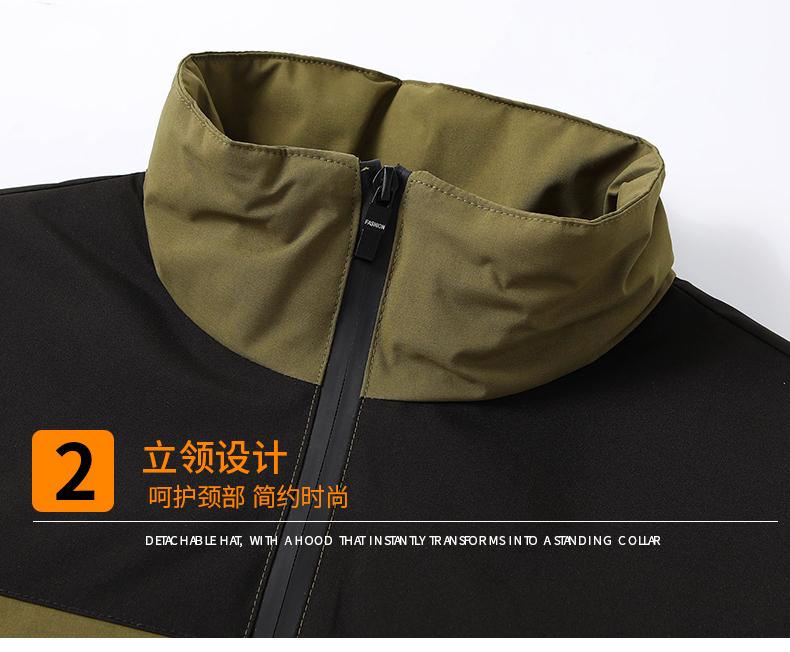 9055 Stand-up collar plus velvet thick color matching ultra-soft jacket