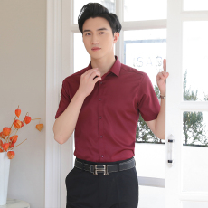 Fine twill stretch men short-sleeved shirt 111-985 men short shirt