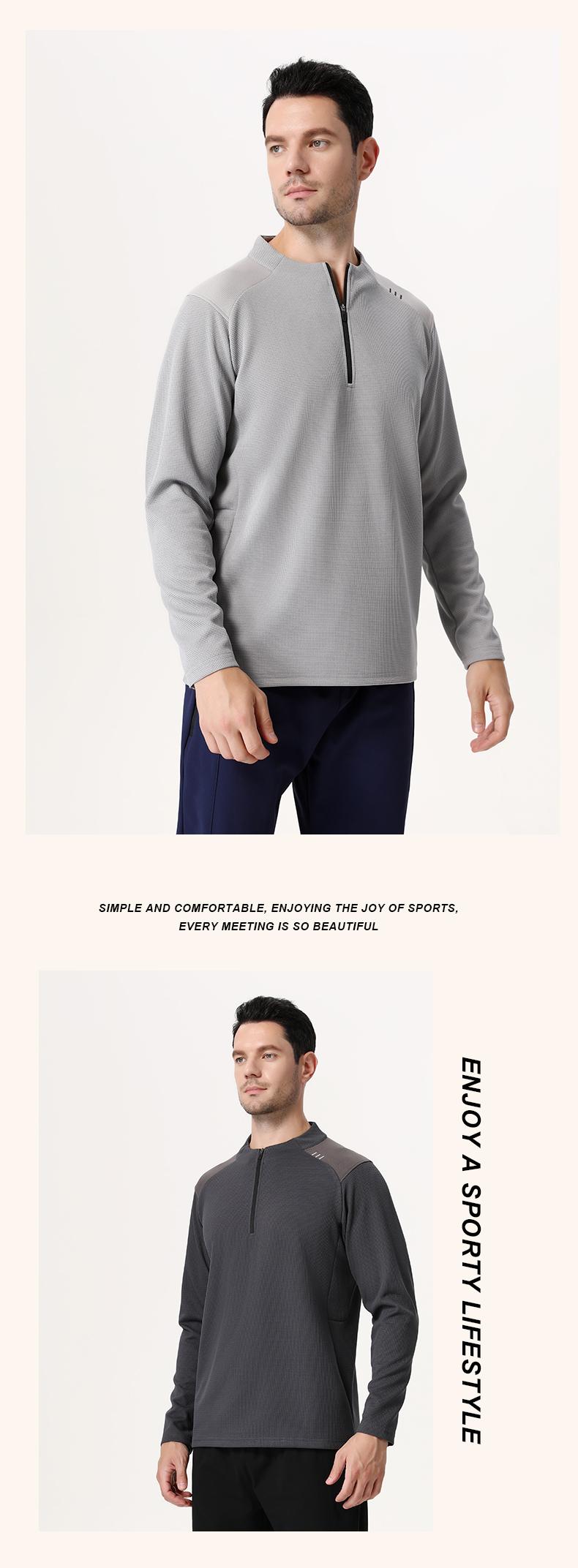 B670-Half-pull stand collar long sleeve sports long sleeve for Men