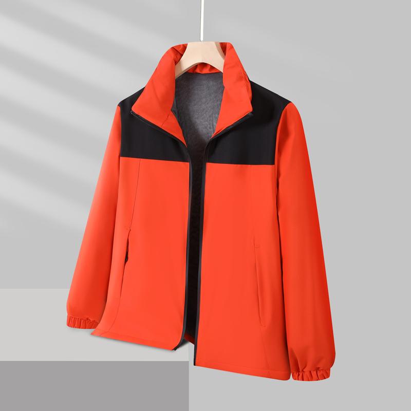 9055 Stand-up collar plus velvet thick color matching ultra-soft jacket