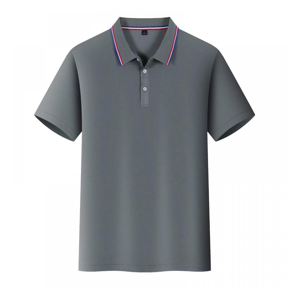 F698-Silk and cotton color matching Polo short-sleeved lapel