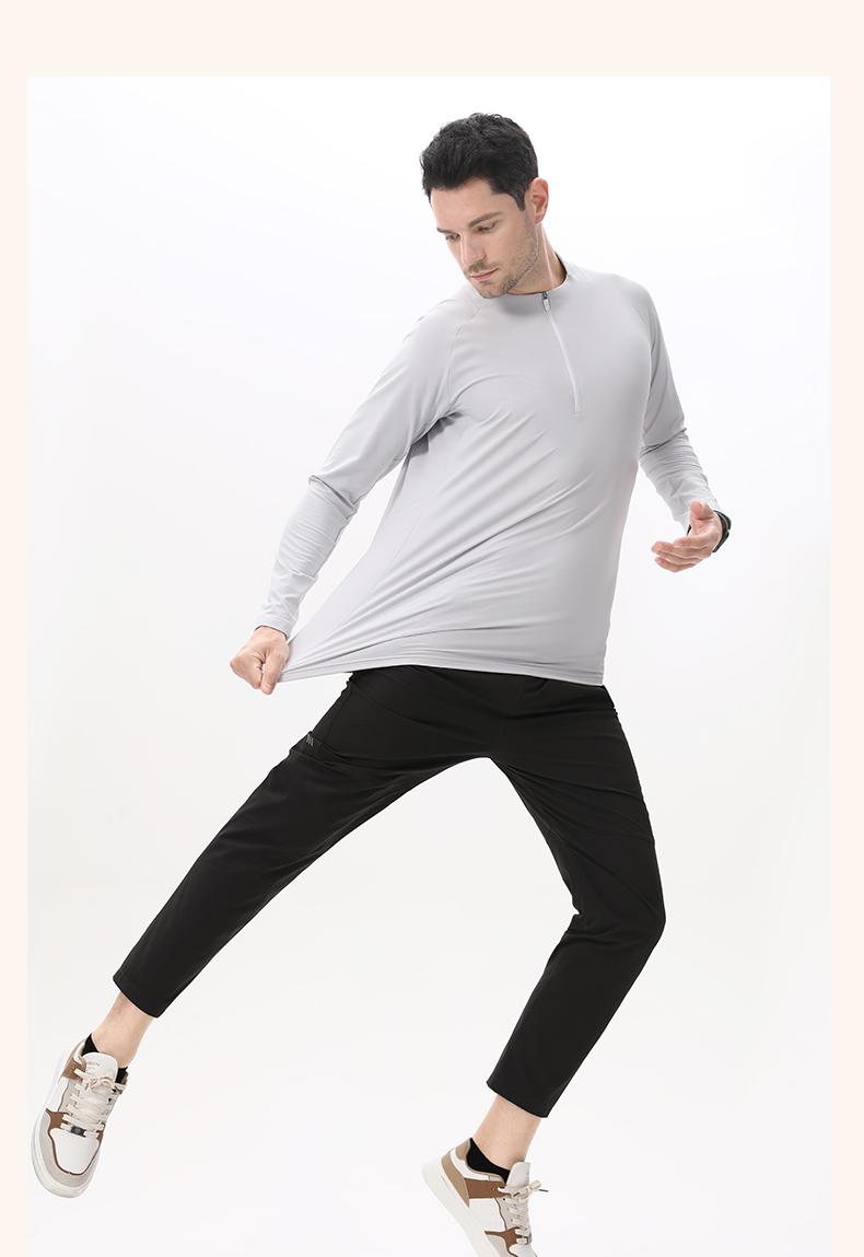 B669-half-pulled casual long sleeves sports long sleeves long sleeves round neck