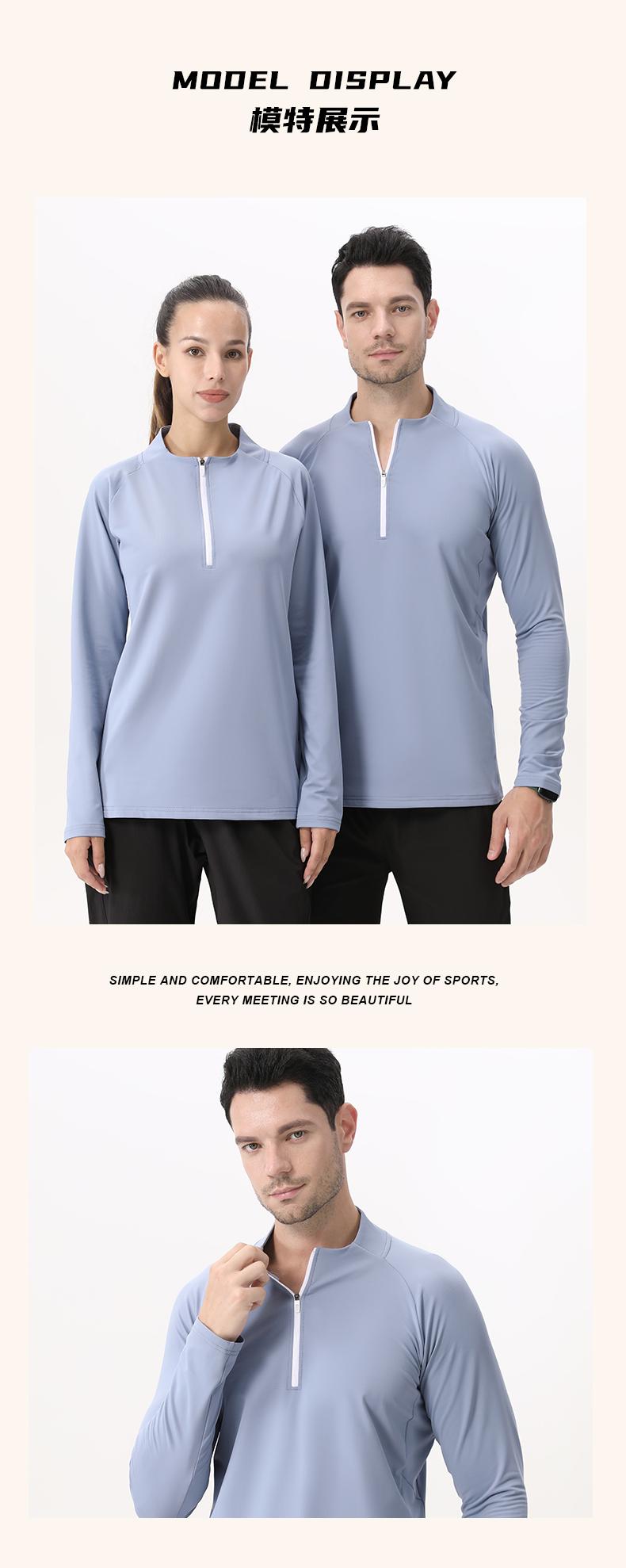 B669-half-pulled casual long sleeves sports long sleeves long sleeves round neck