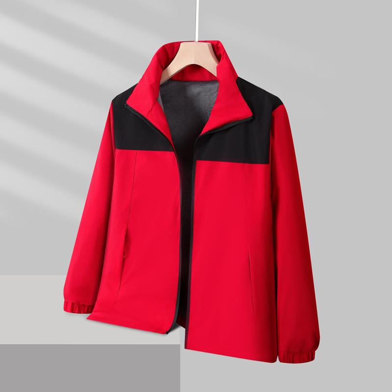 9055 Stand-up collar plus velvet thick color matching ultra-soft jacket