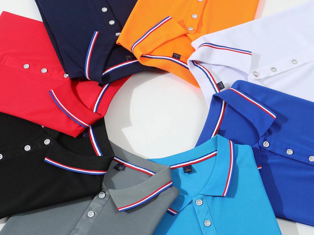 F698-Silk and cotton color matching Polo short-sleeved lapel