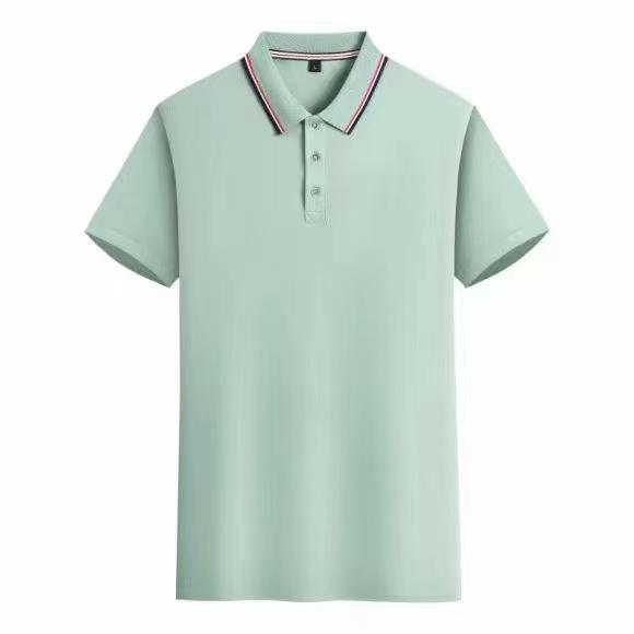 F698-Silk and cotton color matching Polo short-sleeved lapel