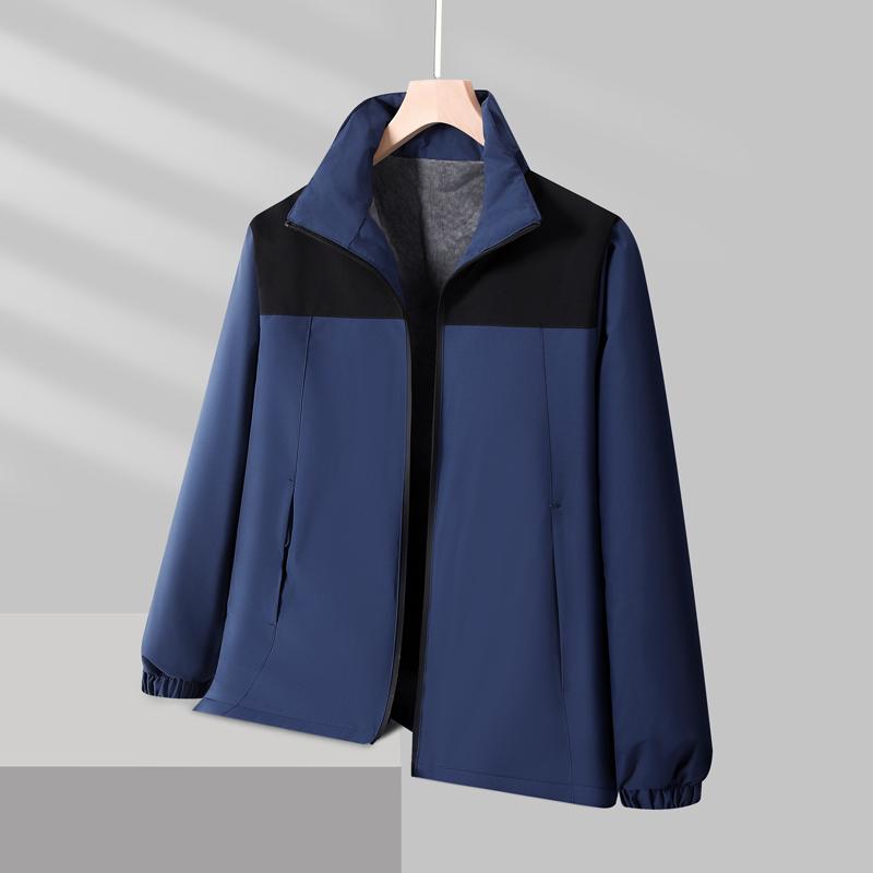 9055 Stand-up collar plus velvet thick color matching ultra-soft jacket