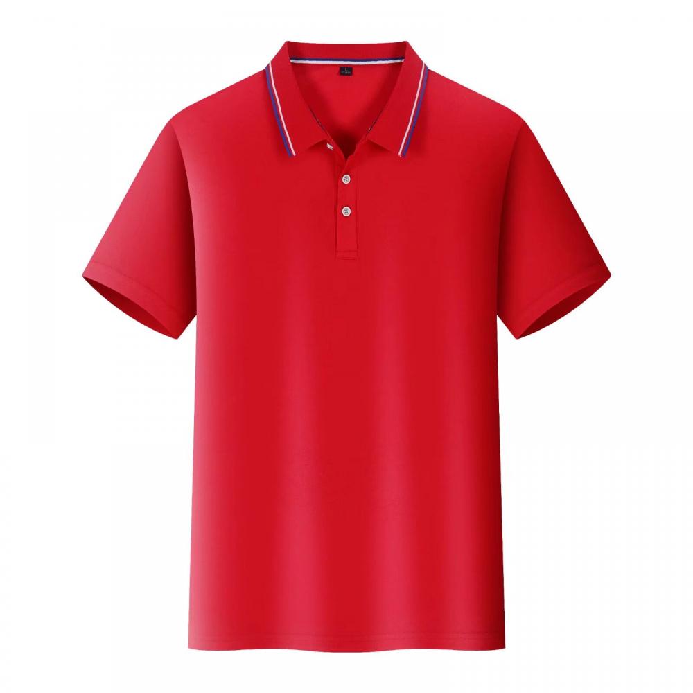 F698-Silk and cotton color matching Polo short-sleeved lapel