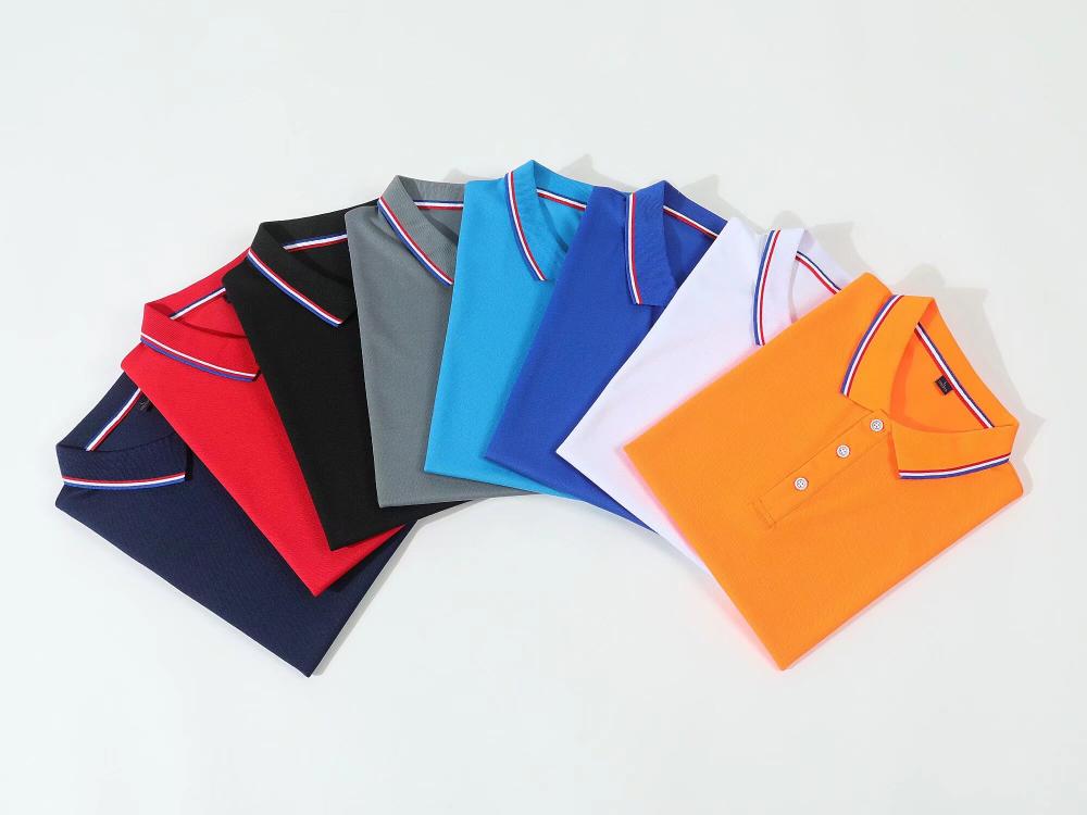 F698-Silk and cotton color matching Polo short-sleeved lapel