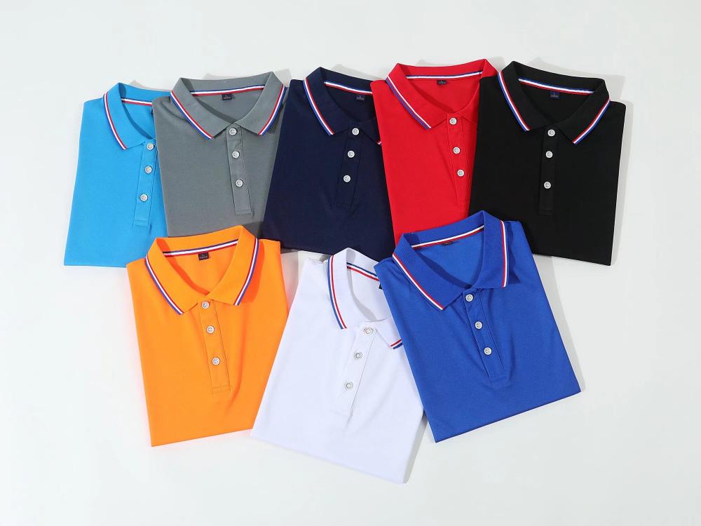 F698-Silk and cotton color matching Polo short-sleeved lapel