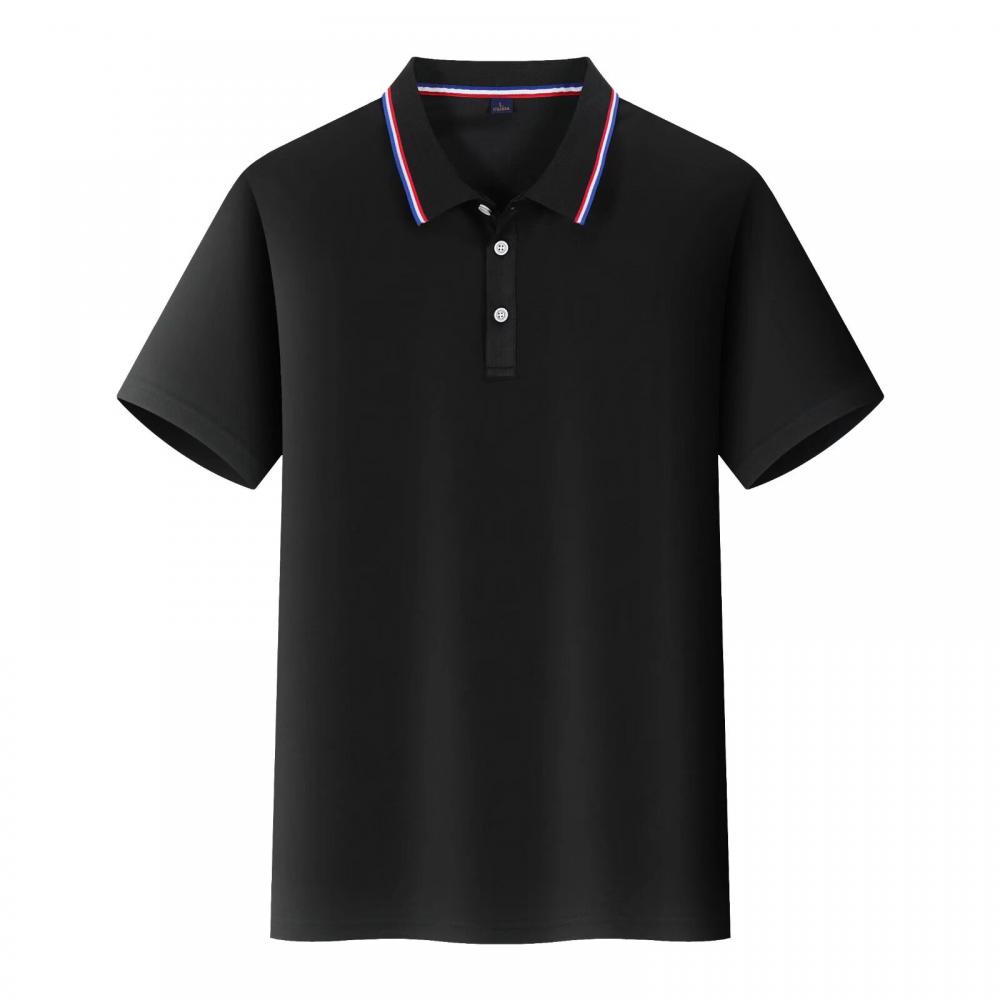 F698-Silk and cotton color matching Polo short-sleeved lapel