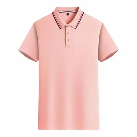 F698-Silk and cotton color matching Polo short-sleeved lapel