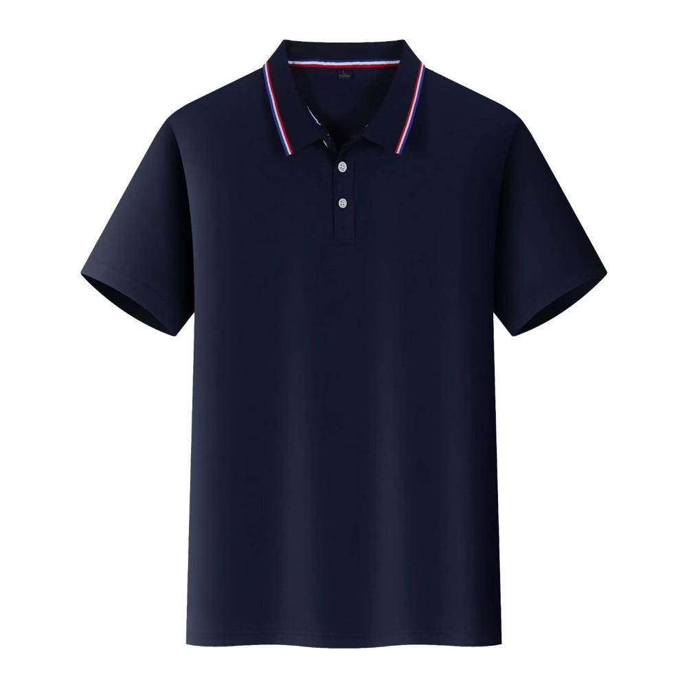 F698-Silk and cotton color matching Polo short-sleeved lapel