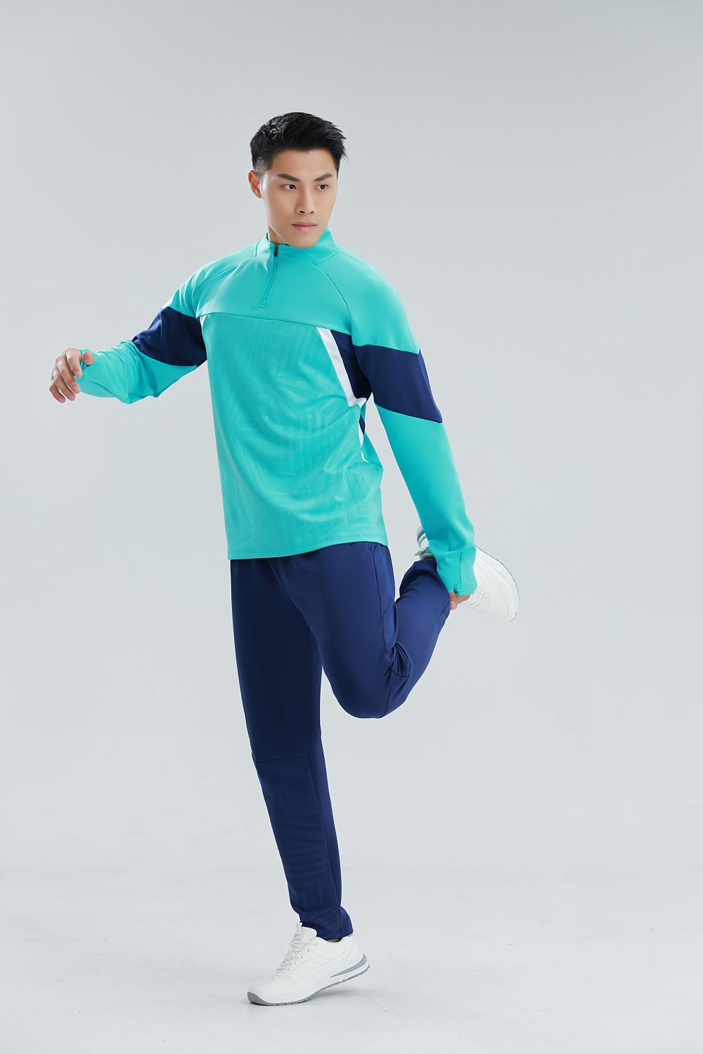 M9020-Sports half-length long sleeve sweatshirt stand collar zipper