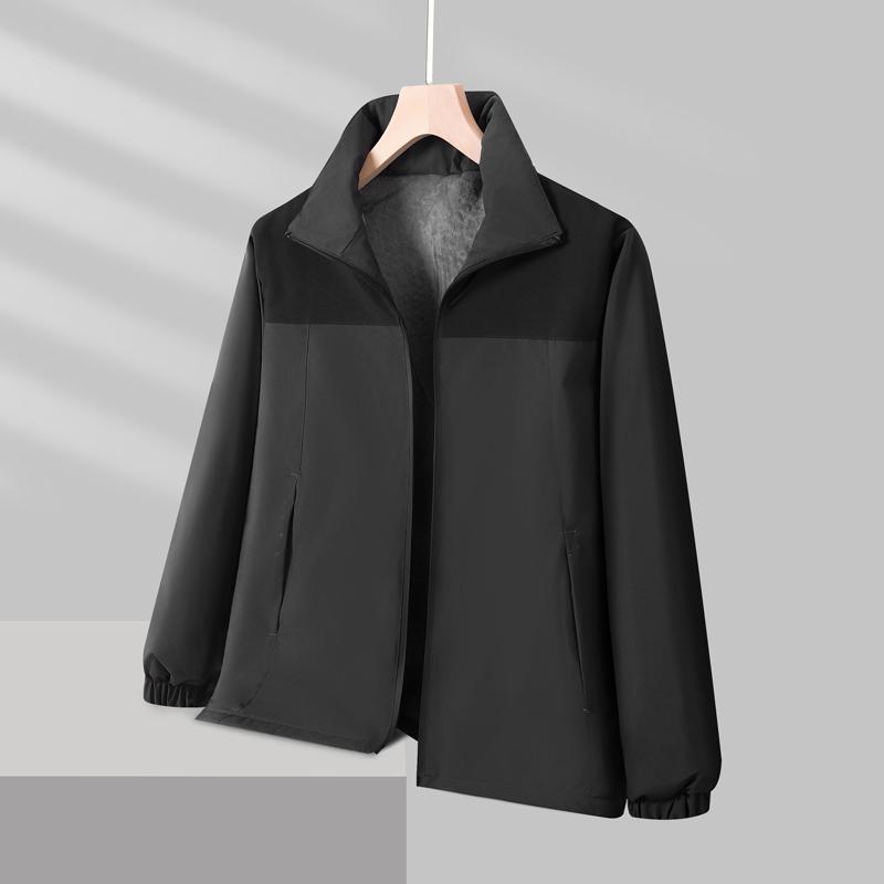 9055 Stand-up collar plus velvet thick color matching ultra-soft jacket