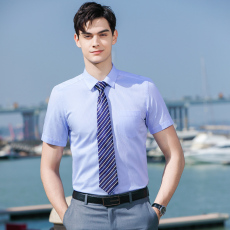 Bamboo fiber jacquard vertical striped short-sleeved shirt couple style 81-692 shirt short-sleeved