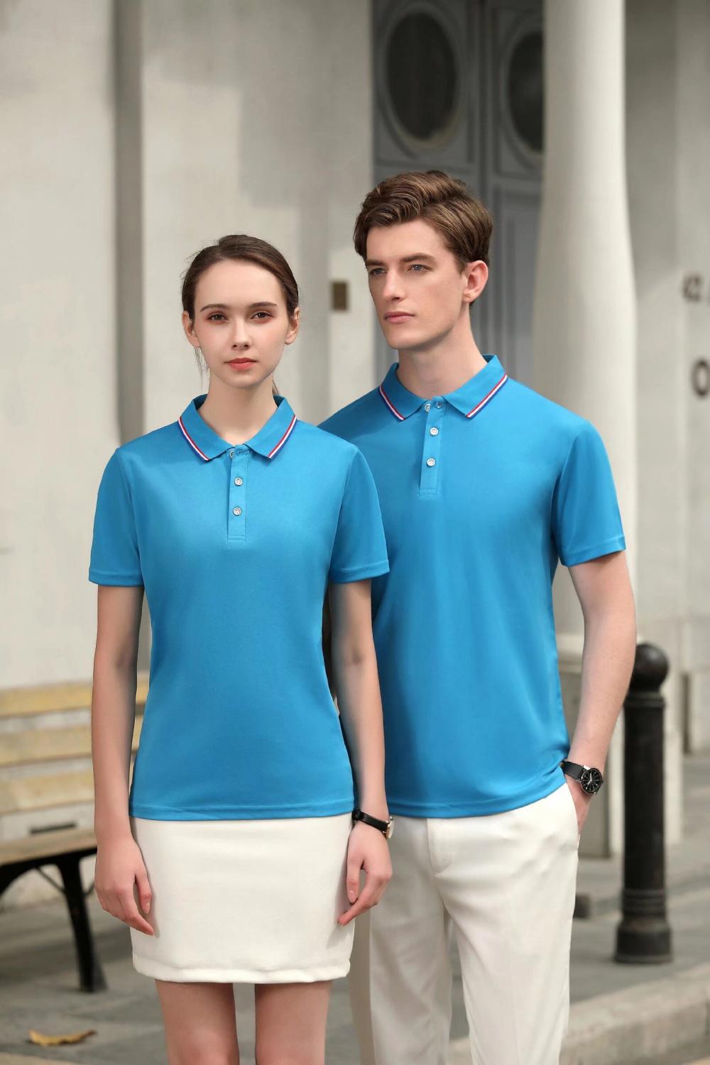 F698-Silk and cotton color matching Polo short-sleeved lapel