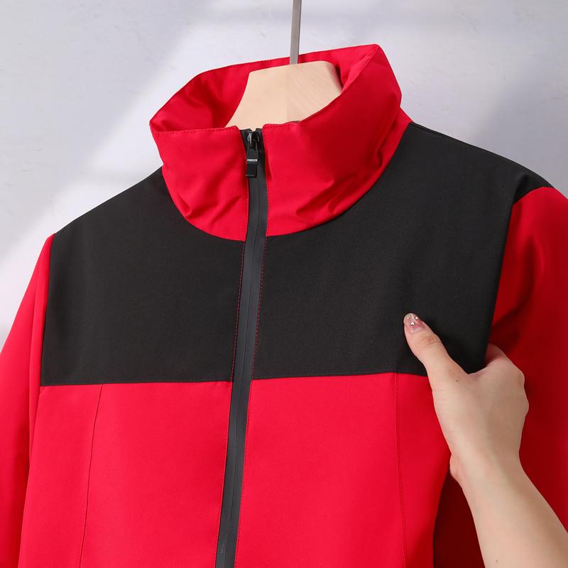 9055 Stand-up collar plus velvet thick color matching ultra-soft jacket