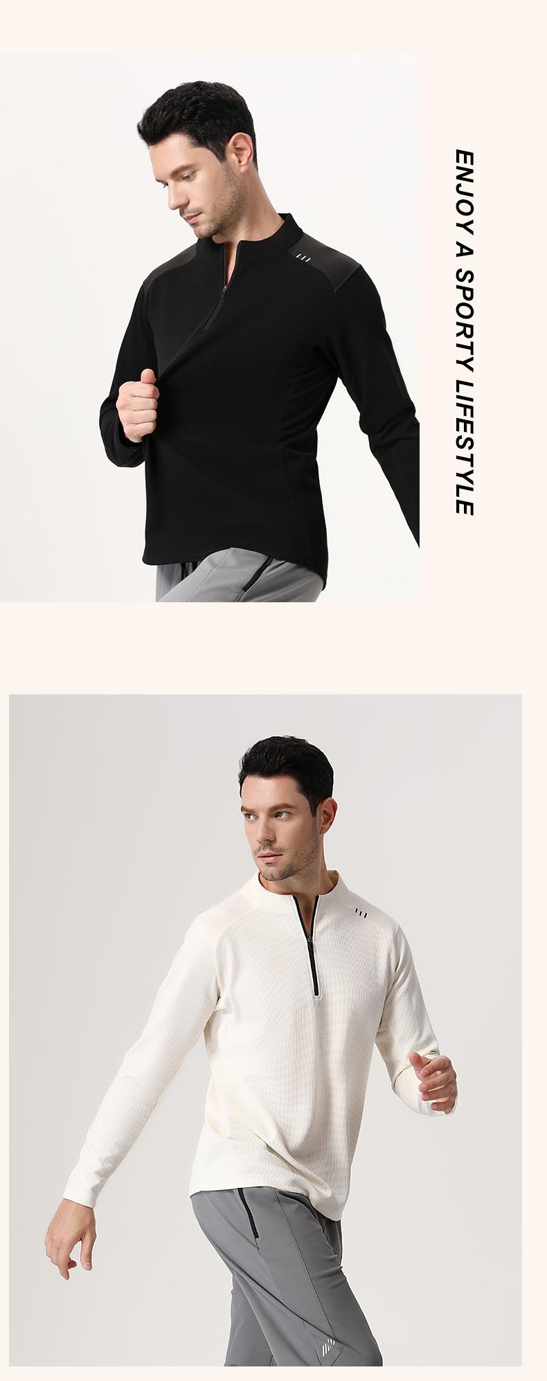 B670-Half-pull stand collar long sleeve sports long sleeve for Men