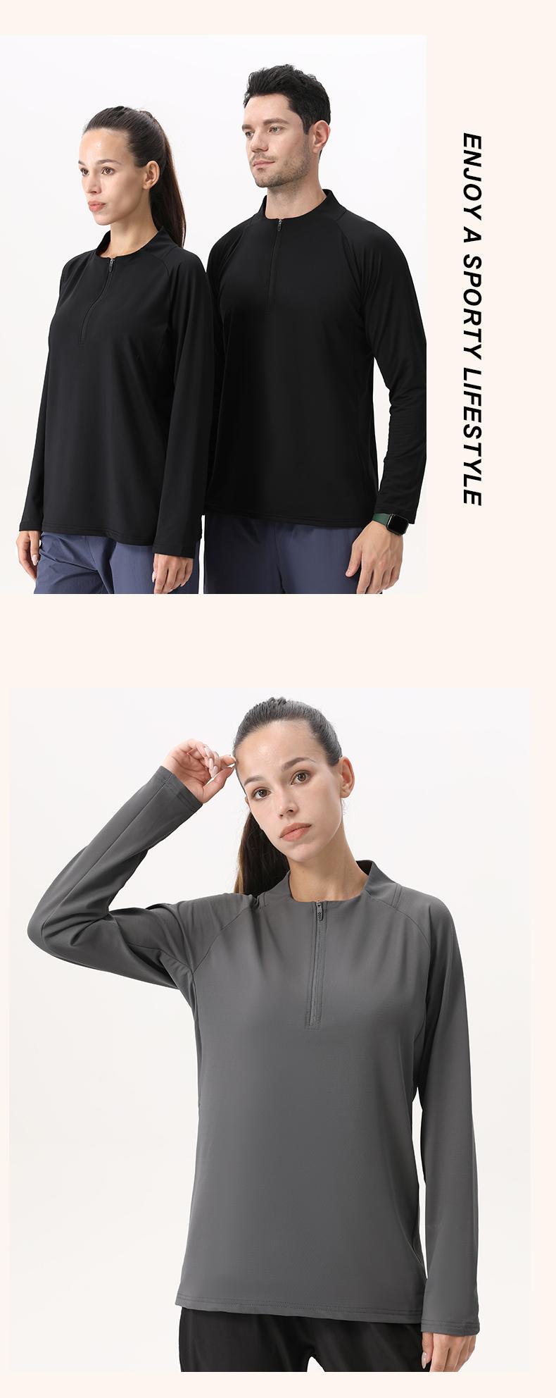 B669-half-pulled casual long sleeves sports long sleeves long sleeves round neck