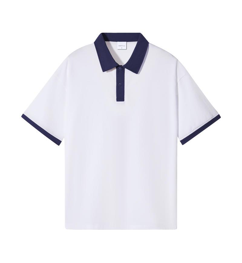 2409#240g Fashion brand drop shoulder contrast color POLO shirt Polo short sleeve lapel